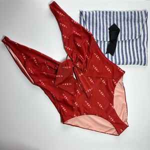 Johanna Ortiz Sunray Melody One Piece Swimsuit Boat Print Tie Front Size Small